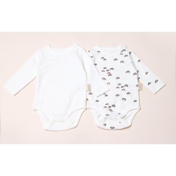 Baba kombidressz szett 2 db fehér és szivárvány mintás