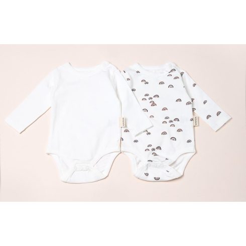 Baba kombidressz szett 2 db fehér és szivárvány mintás