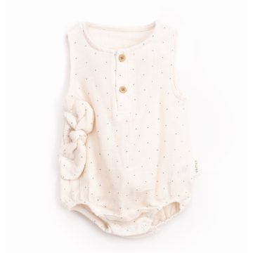 Pöttyös mintás muszlin baba napozó fejpánttal