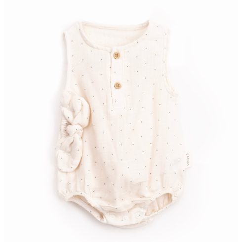 Pöttyös mintás muszlin baba napozó fejpánttal