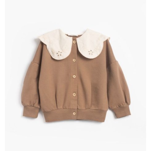 Hímzett galléros baba kardigán 1-2 év barna