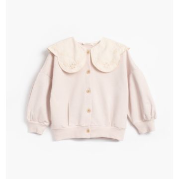 Hímzett galléros baba kardigán 1-2 év púder