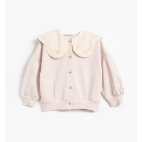 Hímzett galléros baba kardigán 1-2 év púder