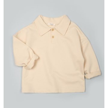 Fiú galléros gombos baba pulóver krém színben 1-2 év