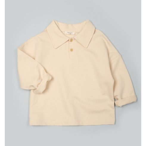 Fiú galléros gombos baba pulóver krém színben 1-2 év