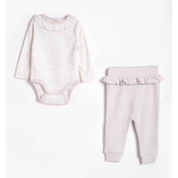 Fodros baba szett lila, virágmintás