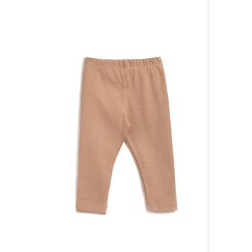 Bordázott lány leggings bézs színben