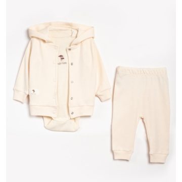 Háromrészes kardigános baba szett, lazacszín