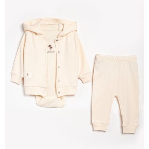 Háromrészes kardigános baba szett, lazacszín