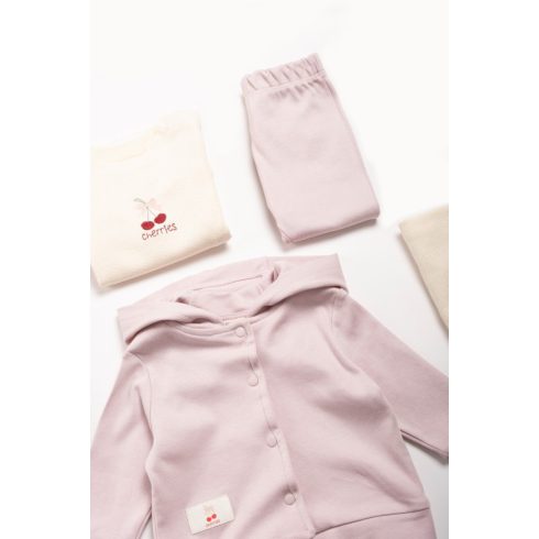 Háromrészes kardigános baba szett, lila