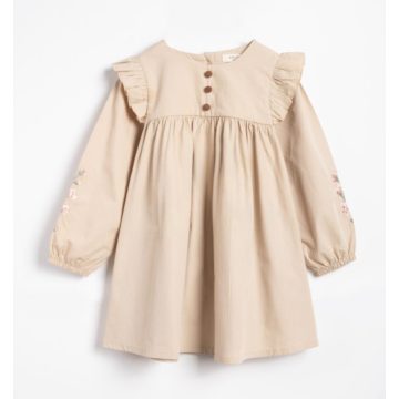 Elegáns kislány ruha elöl díszgombokkal tejeskávé