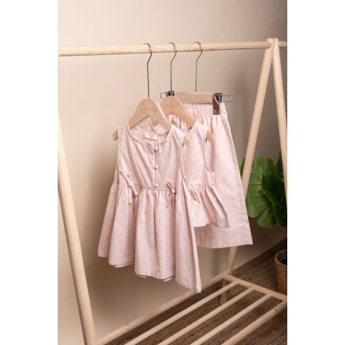 Pöttyös popelin kislány ruha 1-2 év, rózsaszín