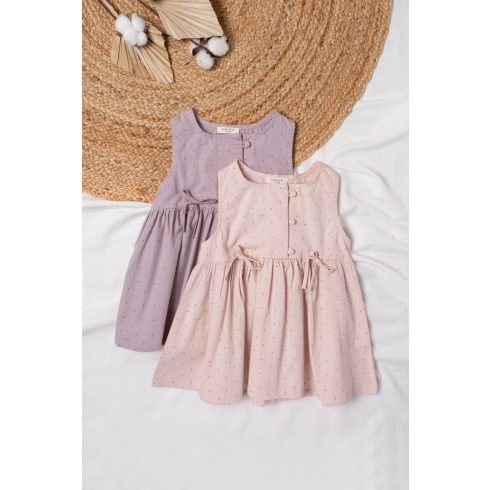 Pöttyös popelin kislány ruha 1-2 év, rózsaszín