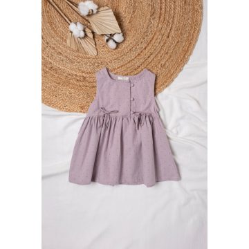 Pöttyös popelin kislány ruha, lila