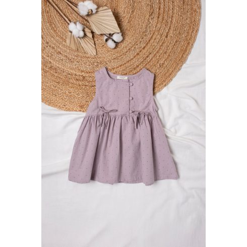 Pöttyös popelin kislány ruha, lila