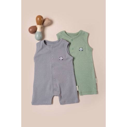 Szürke ujjatlan hímzett baba napozó
