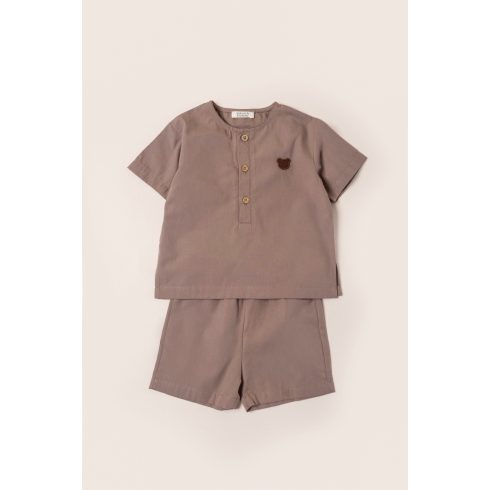 Poplin 2 részes baba együttes, sötétbarna