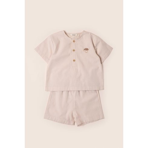 Poplin 2 részes baba együttes, bézs
