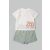 Autó mintás rövidnadrágos baba szett, fehér-pisztácia zöld