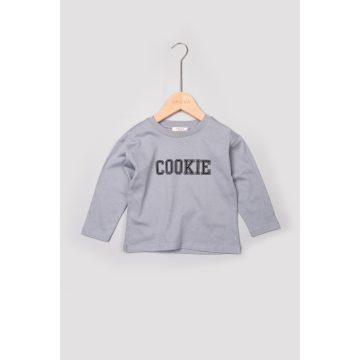 Cookie feliratos hosszú ujjú baba felső 1-2 év, kék